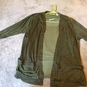 2 piece blouse and sheer cardigan